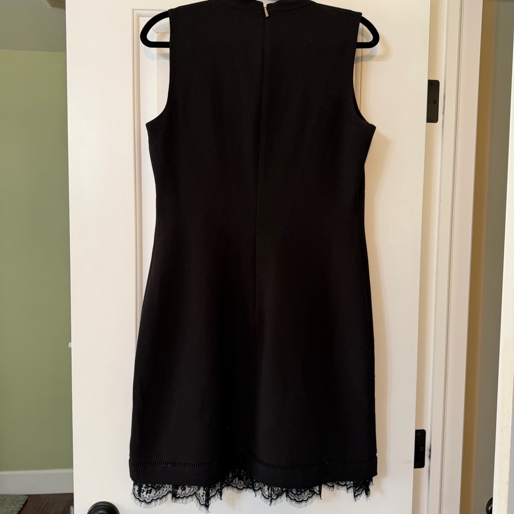 KARL LAGERFIELD little black dress v-neck cutout lace bottom dress 10 - Picture 5 of 16